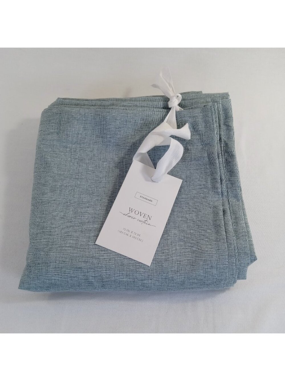 ienjoy Home Woven Linen-Look Shower Curtain 72x72 Light Blue Polyester